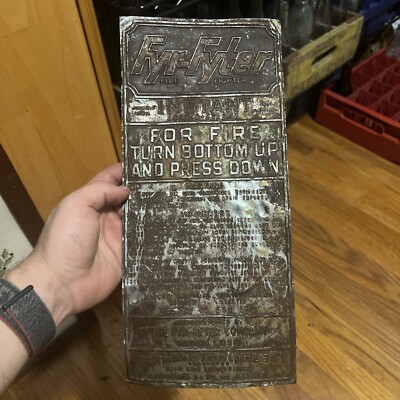 Vintage Copper/Brass Fyr-Fyter Dayton Ohio Extinguisher Tag Plate ONLY 13 x6 