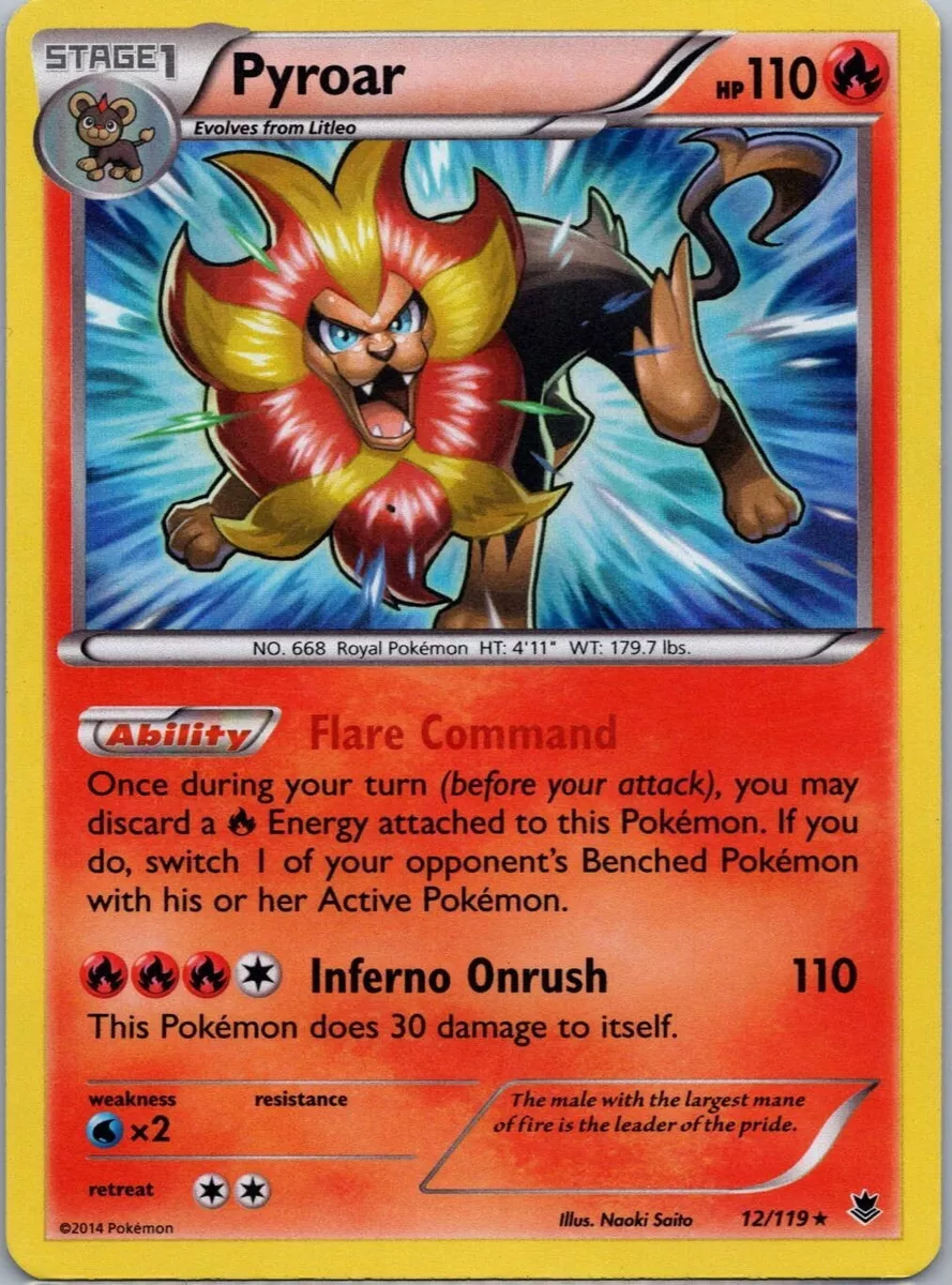 Pyroar - 12/119 - Rare Non Holo Pokemon Card XY Phantom Forces DMG