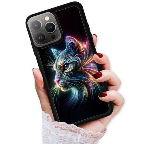 Rainbow Magical Fractal Cat For iPhone SE XS XR Max 5 6 7 8 Plus Protective Case - Picture 7 of 25