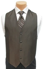 Men's Chocolate Brown Jean Yves Cooper Tuxedo Vest & Tie Formal Wedding Prom