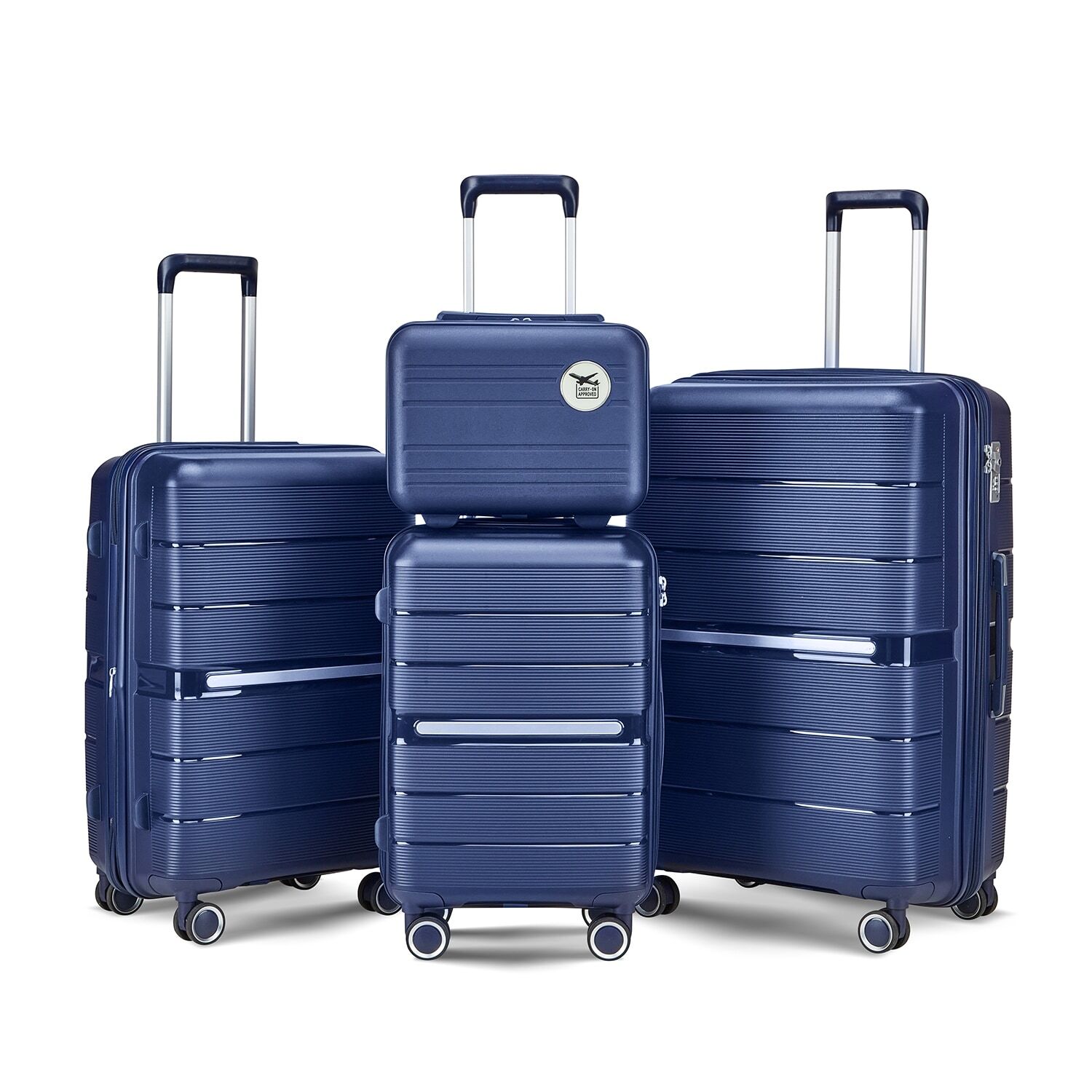 Luggage Sets 4 PC, PC Expandable Spinner Suitcase with Adjustable 3-Level