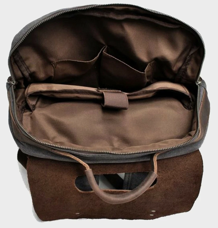 Personalised leather canvas backpack/Embroidered Personalised Backpack/Rucksack/ - Image 3 of 4