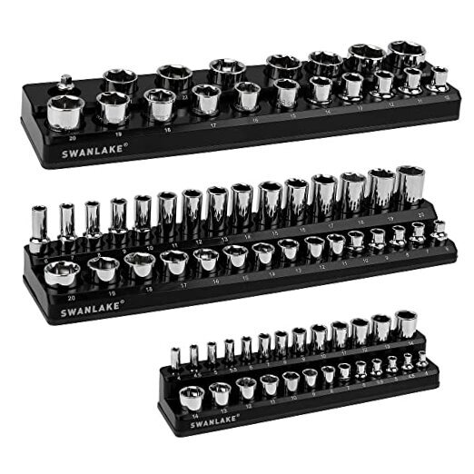3-piece Magnetic Socket Organizer Set, 1/4'', 3/8