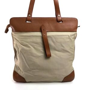 BURBERRY Shoulder Tote Bag Beige/Brown Canvas/Leather | eBay