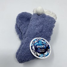 Women's One Size Blue White Soft Cozy Knit Crew Socks NWT