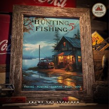 Vintage Duck Hunting Fishing Magazine Cover Art Print Bait Tackle Cabin Decor