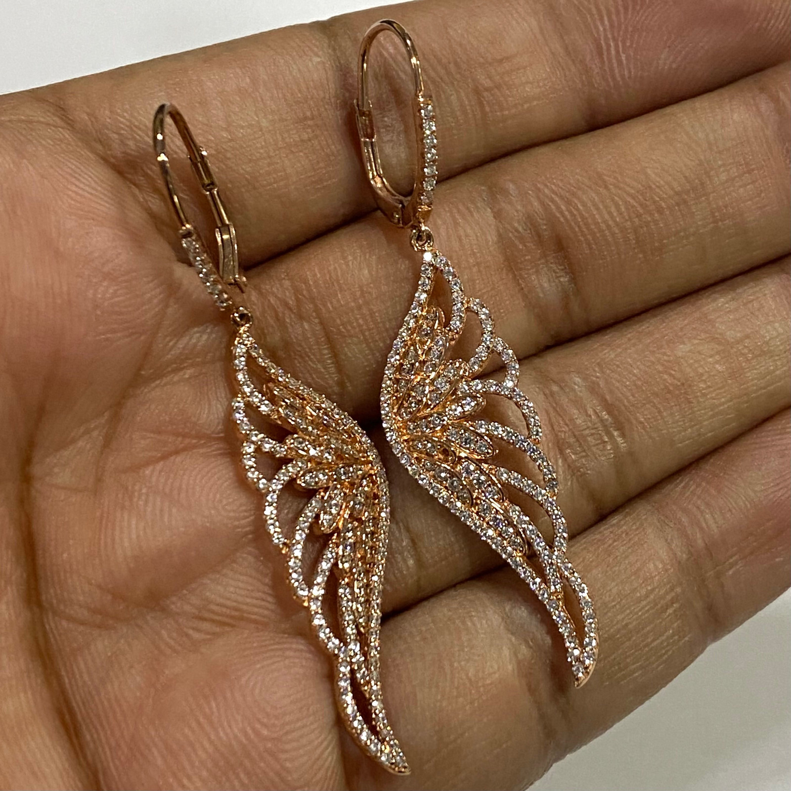 QVC Angel Wing Earrings Simulated Diamond Sterling Silver Preowned