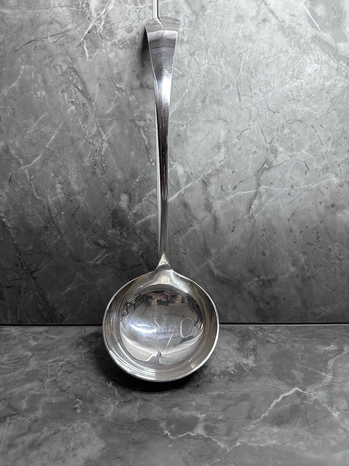 Large Silver Plate Ladle Made In England 12” Monogrammed With S Smooth Pattern