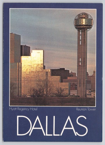 Dallas Texas Skyline Hyatt Regency Hotel and Reunion Tower Postcard