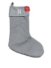 Monogram Christmas Personalised Silver Winter Velvet ThemeStocking Letter K 21  