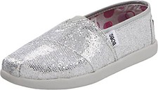 Skechers Kids Bobs World Slip-On Sneaker Sparkly Silver, Little Kid Size US 11