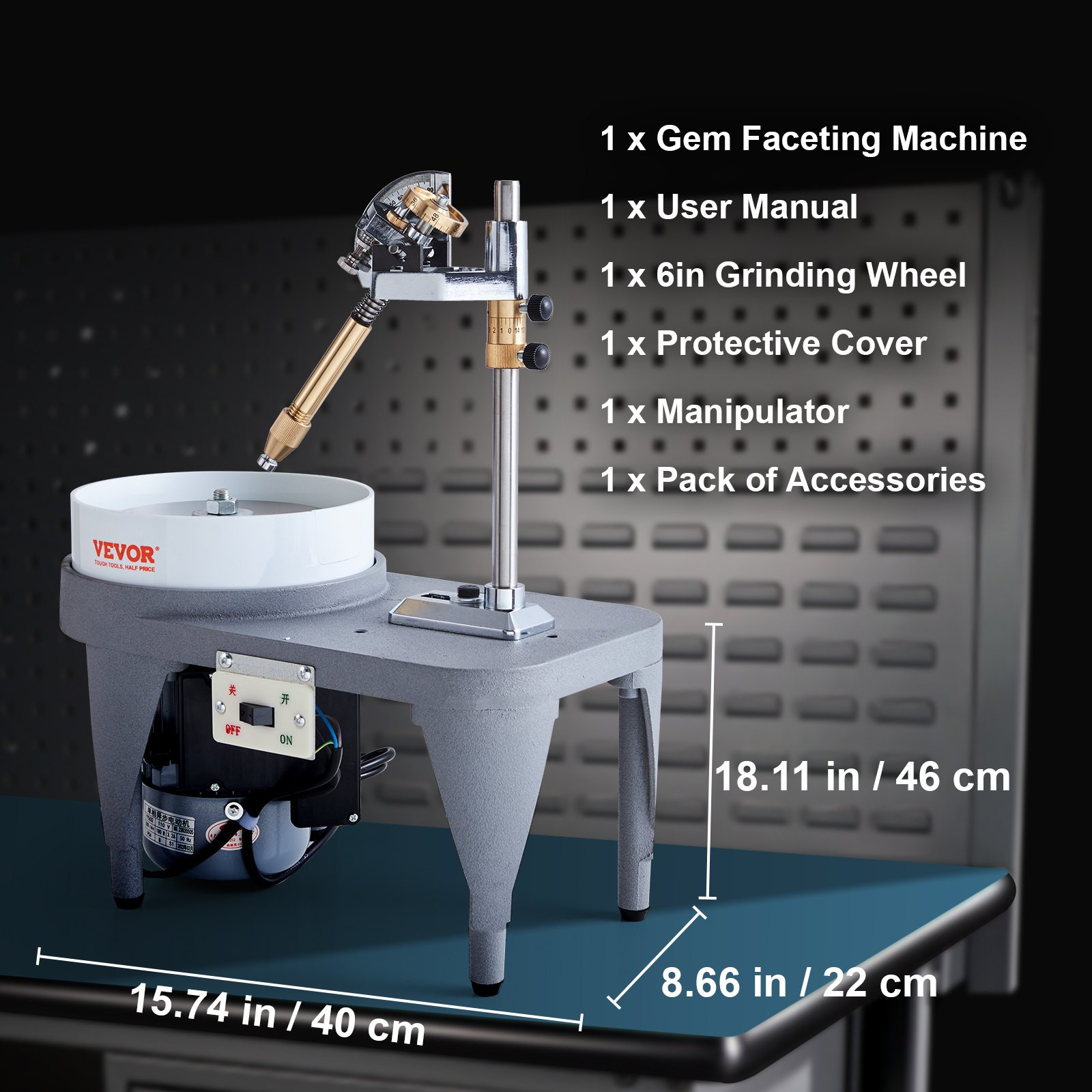Gem Faceting Machine 180W Lapidary Polisher 2800RPM 96 Index Precision Angle Kit