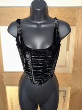 WITH JEAN BLACK VELVET CINDY CORSET TOP SIZE XXS NEW WITH TAGS