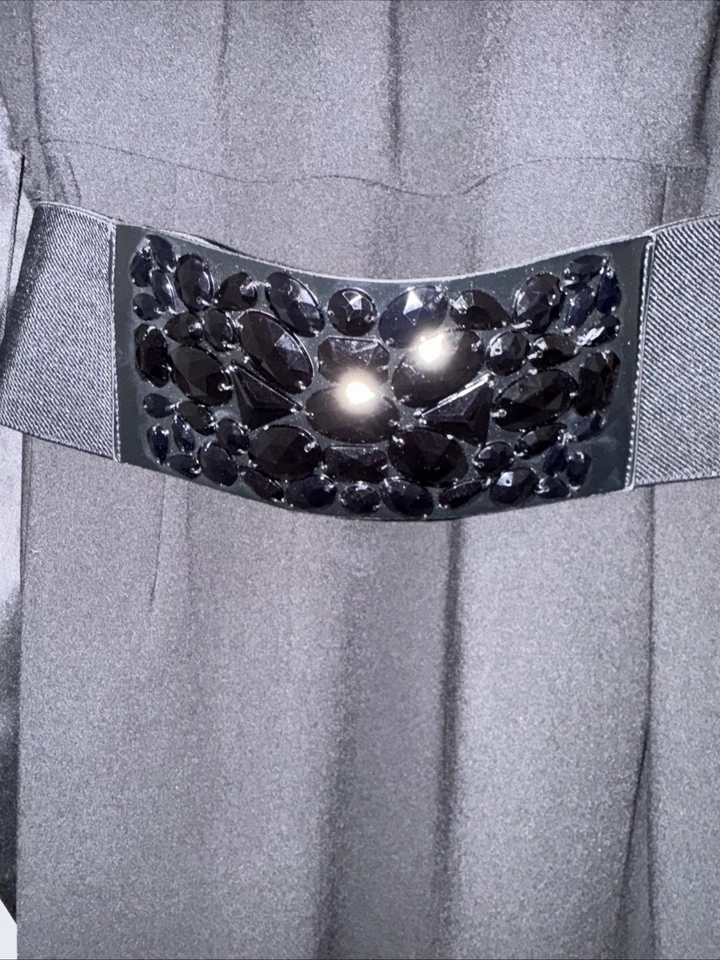 Vestido negro ajustado talla 8 ropa moldeadora incorporada manga retro techno nuevo por Shani Foto 4 de 4