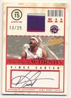 VINCE CARTER 2004/05 FLEER AUTHENTIX AUTOGRAPH 3 COLOR PATCH AUTO SP #13/25