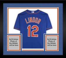Framed Francisco Lindor New York Mets Autographed Blue Nike Replica Jersey