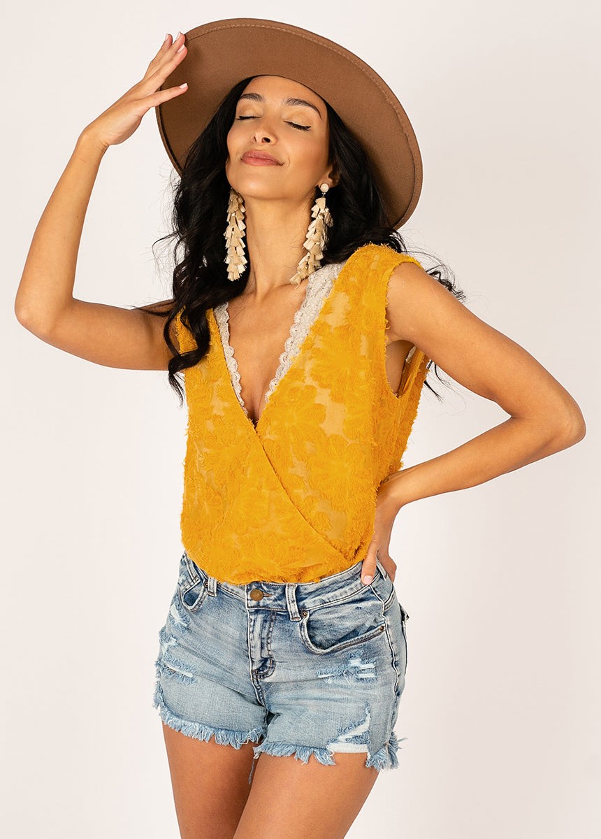 Joyfolie Floraine Bodysuit Sunflower XS Womens One-Piece Top