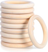 10 PCS Wooden Rings for Crafts, 70mm Natural Unfinished Wooden Rings for Macrame