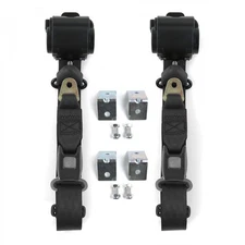 Ford Truck 1967 - 1979  Standard 3pt Black Seat Belt Kit w/ Brackets - 2 Belts 
