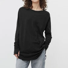 We The Free Arden Tee in Washed Black Slouchy Grunge Academia Flowy Oversized S