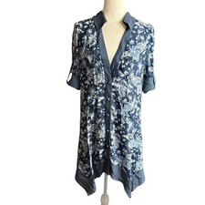 ALICE + OLIVIA Connor Roll Handkerchief Shirtdress Medium NWT Classic Blue