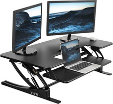 VIVO 107cm Height Adjustable Stand Up Desk Converter Dual Monitor Black