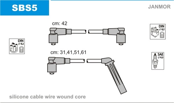 ZüNdleitungssatz Janmor SBS5 FüR AM4 900 9000 AC4 Saab Silikon 1 Combi Turbo Cat-image