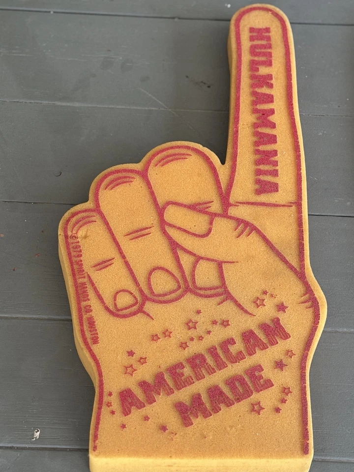 ¡Vintage! Espuma Hulk Hogan WWF lucha libre con dedos WWE Hulkamania ¡Hecho en Estados Unidos Raro! Foto 2 de 3