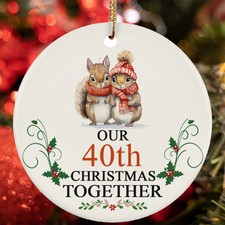 Our 40th Anniversary Christmas Together Ornament 40 Year Squirrel Couple Love