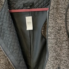 Ann Taylor Women s Herringbone Zip Front Moto Jacket 12 Black/Light Pink/White