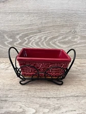 Temptations by Tara Holly Vine Red Burgundy Rectangle Baker with Wire Rack .5qt