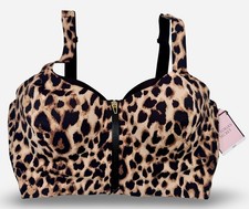 Victoria's Secret Knockout Sport Long Line Front-Close Zip Bra Leopard 38DD NEW