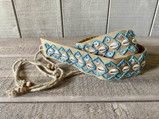 Cowrie Shell Tie Belt  Seed Beads Mother Of Pearl Handmade