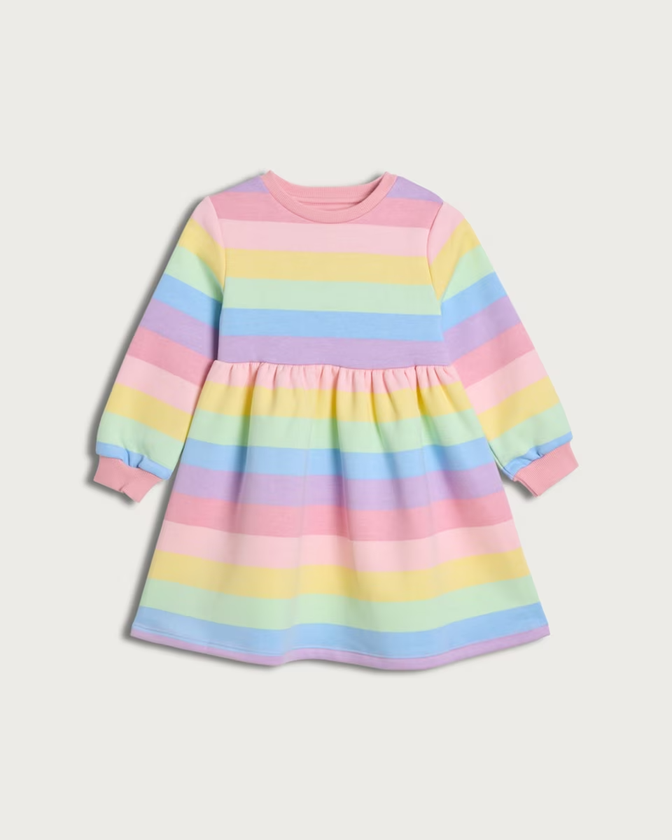 BNWT AGE 4-5 YEARS GIRLS ""F&F"" RAINBOW STRIPED DRESS OUTFIT (next day post)