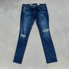 AG Adriano Goldschmied The Legging Ankle Distressed Skinny Jeans Dark Wash 27R