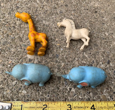 Lot Of Plastic 1950's Animals Hong Kong Blue Elephant Horse Giraffe Damaged