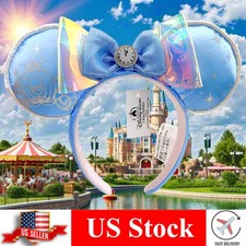 Disney-Park's Cinderella Carriage Midnight Clock Minnie Mouse Ears Headband New