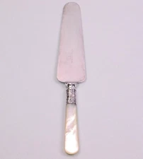 Antique Meriden Cutlery Mother of Pearl Handle Sterling Cake Pastry Server 9.75"