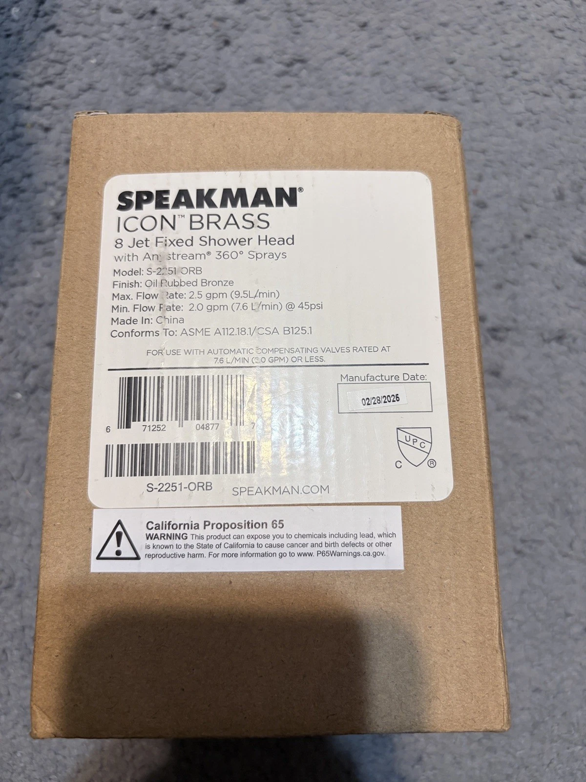 Speakman S-2251-ORB Shower Head 2.5 GPM High Pressure Bronze Anystream Brass
Opens in a new window o