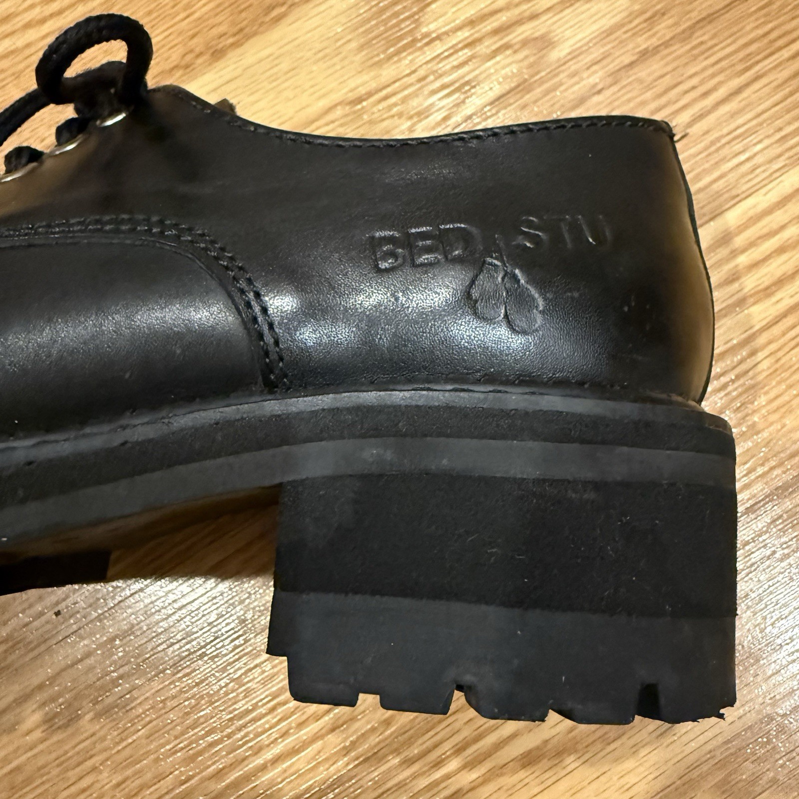 SAOLA Stu letto nero suola a strappo pelle Oxford stringate taglia 8