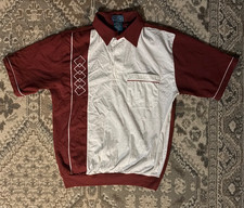 Mens Retro Theme Leisure Bowling Hawaiian Shirt M   Red/White