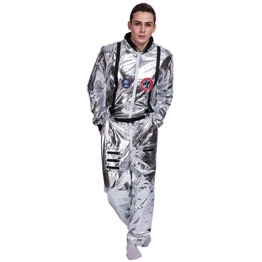 EraSpooky Hombre Disfraz de Astronauta Mono Espacial Plateado Talla M - Nuevo
