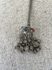 Vintage Afghan Middle Eastern Necklace Pendant Bells Coral Turq Silver Tone — photo 2