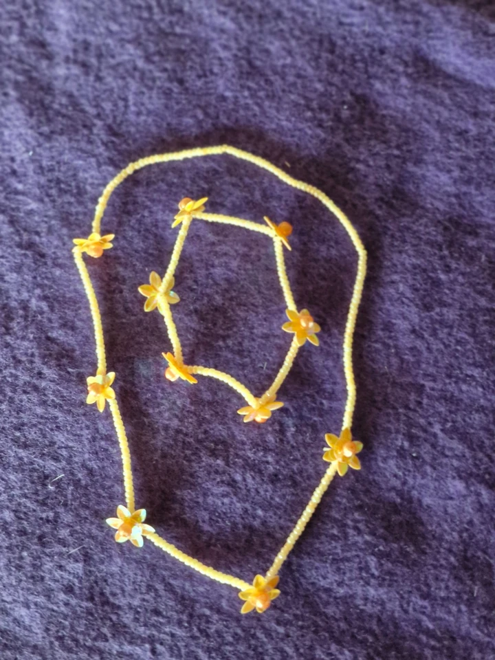 set  armband und hals kette /orange blumen irisierend