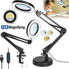 10X Magnifying Glass with LED Light Magnifier Crafts Reading Desk Stand Lamp NEW