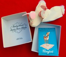 VINTAGE TRIMFOOT BABY DEER SHOES WOOL FELT BUNNY SZ. 2  ORIGINAL BOX/PAPERS/NEW