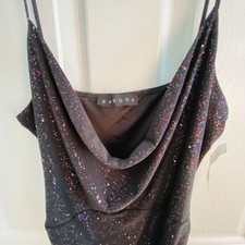 SABORA Dress Womens Large Black Cowl Neck Ruched Bodycon Mini Whimsigoth Grunge