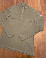 Kuhl Underground Henley Shirt Mens M Organic Cotton Chest Pockets Military Green