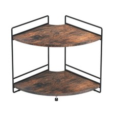 2-Tier Bathroom Counter Organizer, Wooden Corner Shelf for Vanity Multi-Use...