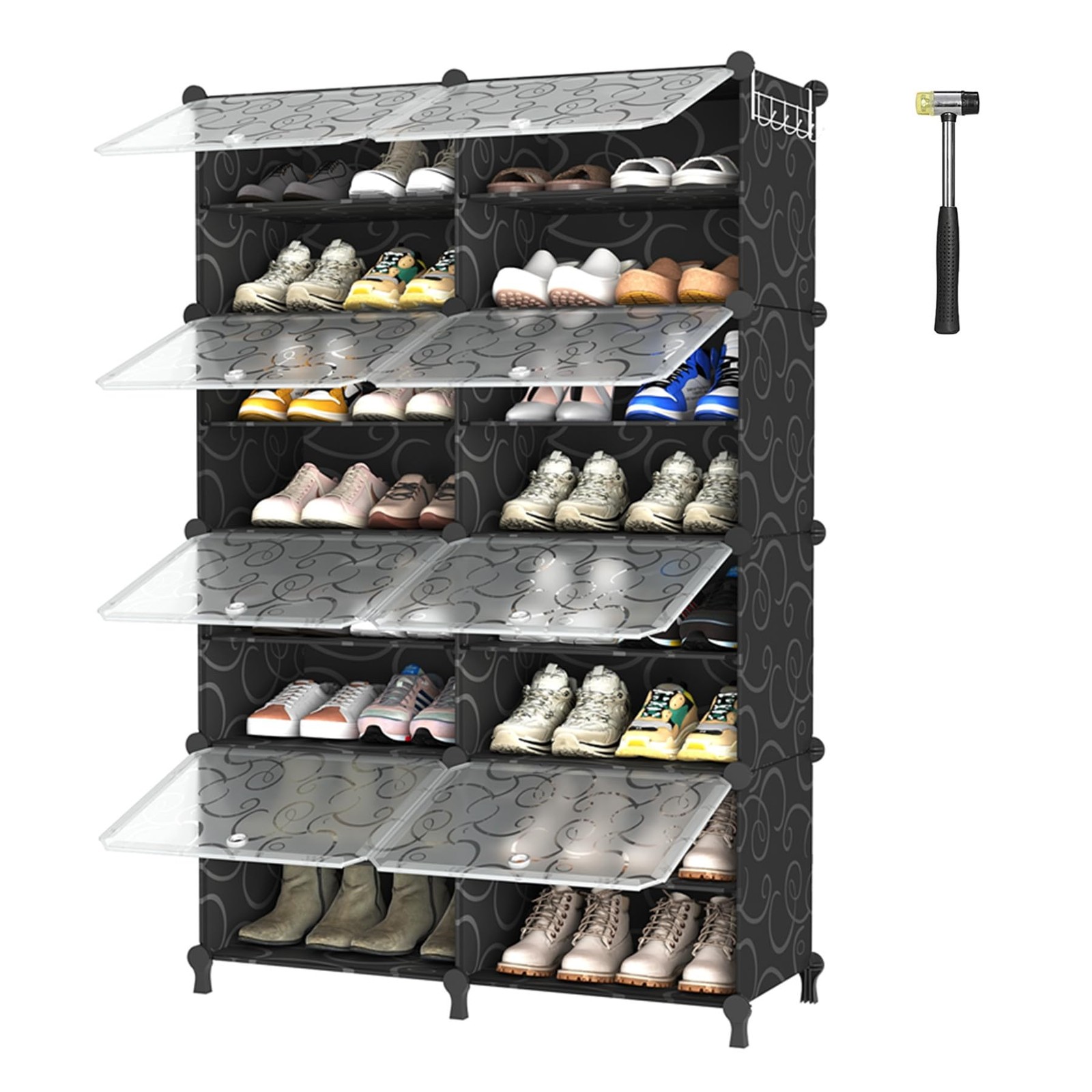 8-Tier Shoe Storage Cabinet with Door – Holds 32 Pairs – Space-Saving Organizer-image